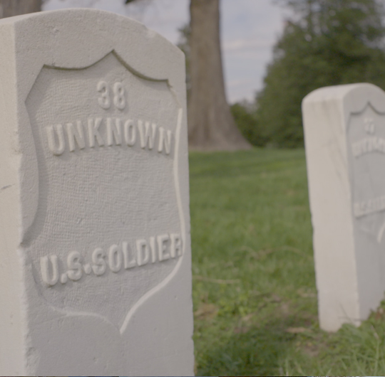 Tombstone of an unknown soldier at the Gettysburg Soldier's National Cemetery